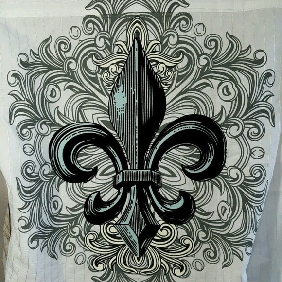 Premium Culture Italy Button Up Shirt Fleur De Lis - Picture 5 of 6